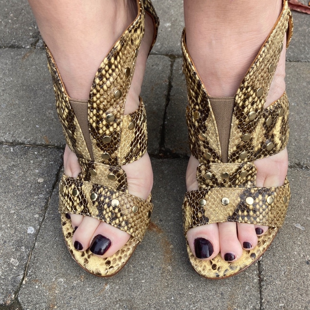 Snakeskin strappy heels